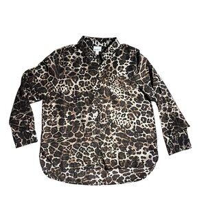 Bailey 44| Button‎ down leopard print blouse | Large